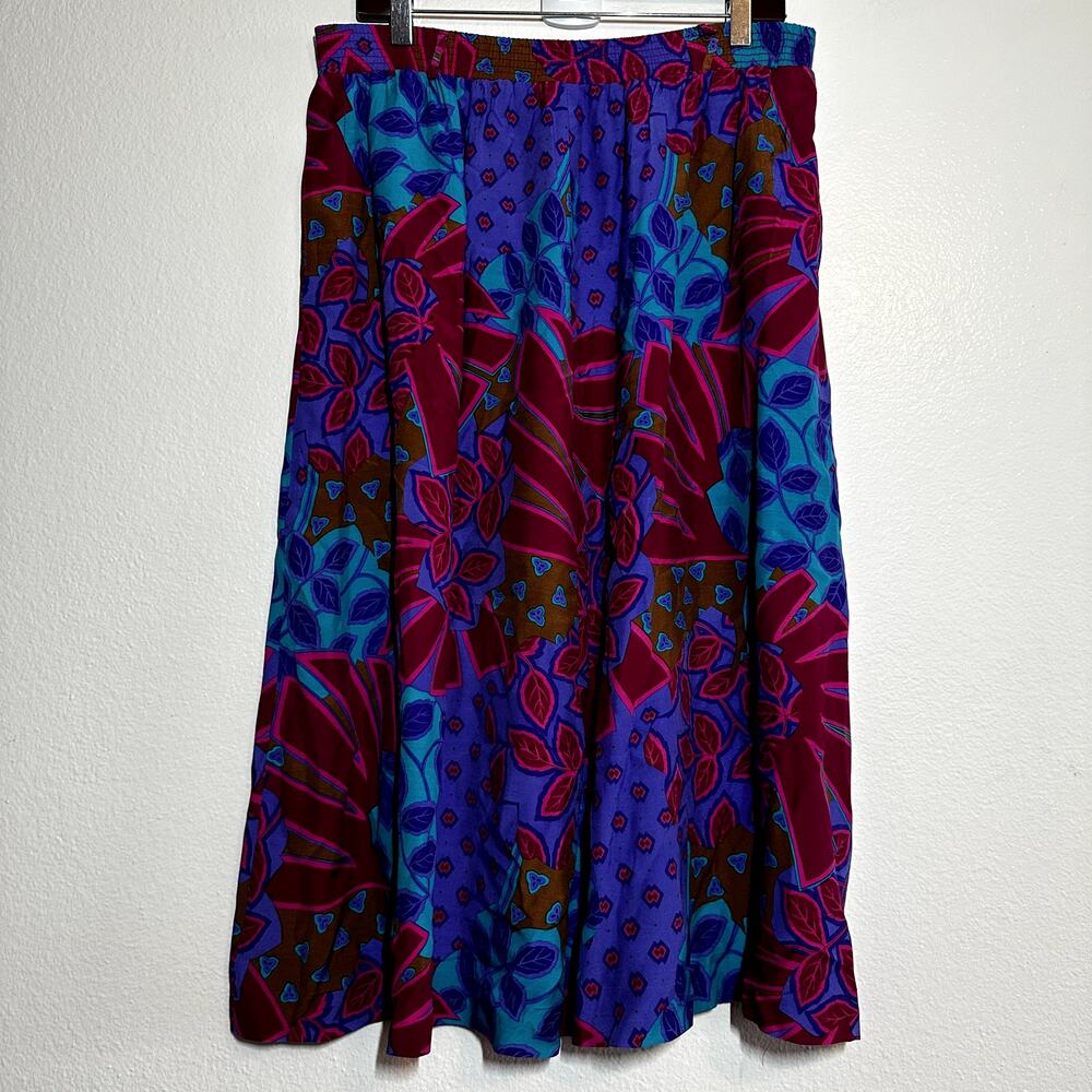 Vintage Campus Casuals of California Set 70s Floral Blouse Midi A-Line Skirt 3X - Picture 6 of 10